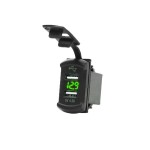 Priza USB x 2 si Voltmetru digital pentru moto, led verde, culoare negru
